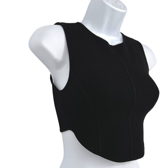 Babaton Aritzia Sculpt Knit Squareneck Point Tank Top Black Size XS - Picture 2 of 8